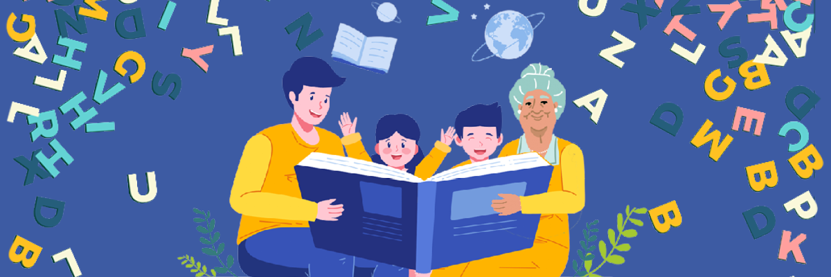 Family surrounding with letters