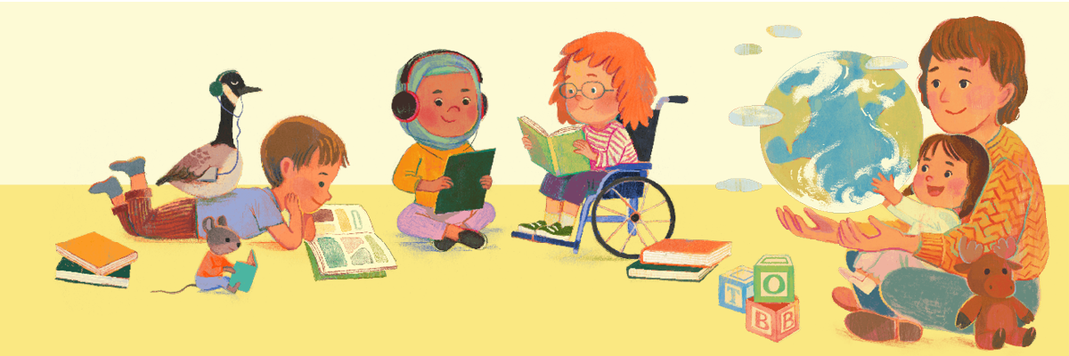 children reading their books