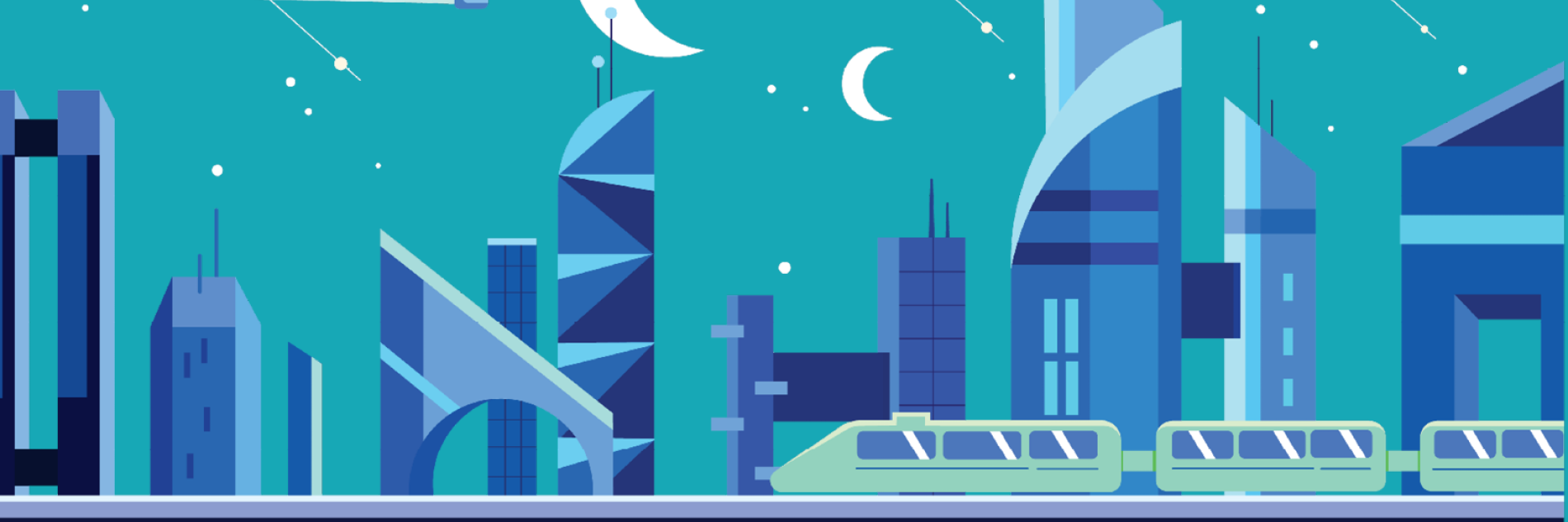 Futuristic city at night