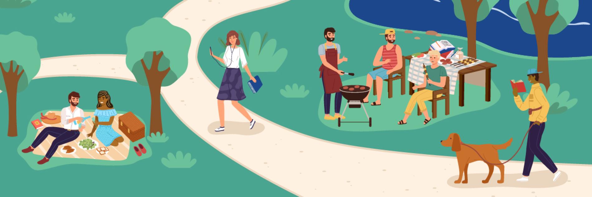 People at a park enjoying a picnic.