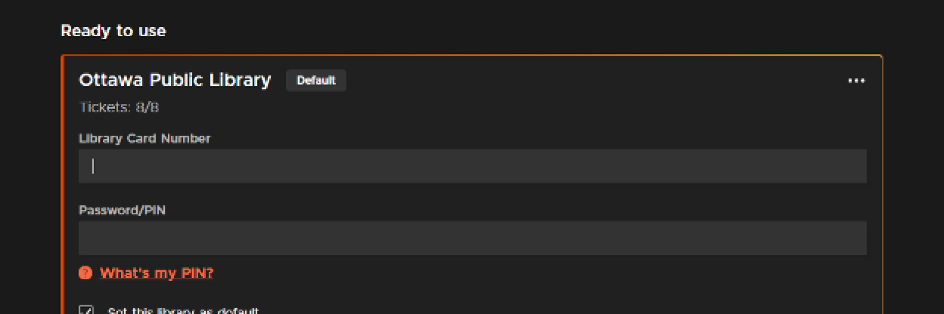 Account page for Kanopy