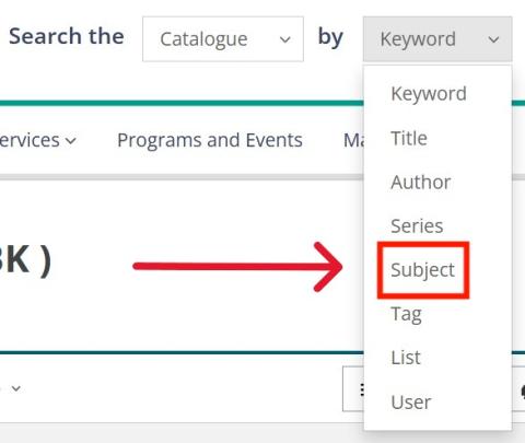search bar with subject highlighted 